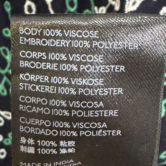 Maeve by Anthropologie Cammie Tank Top Large Black Green White Embroidered Boho - Picture 8 of 8